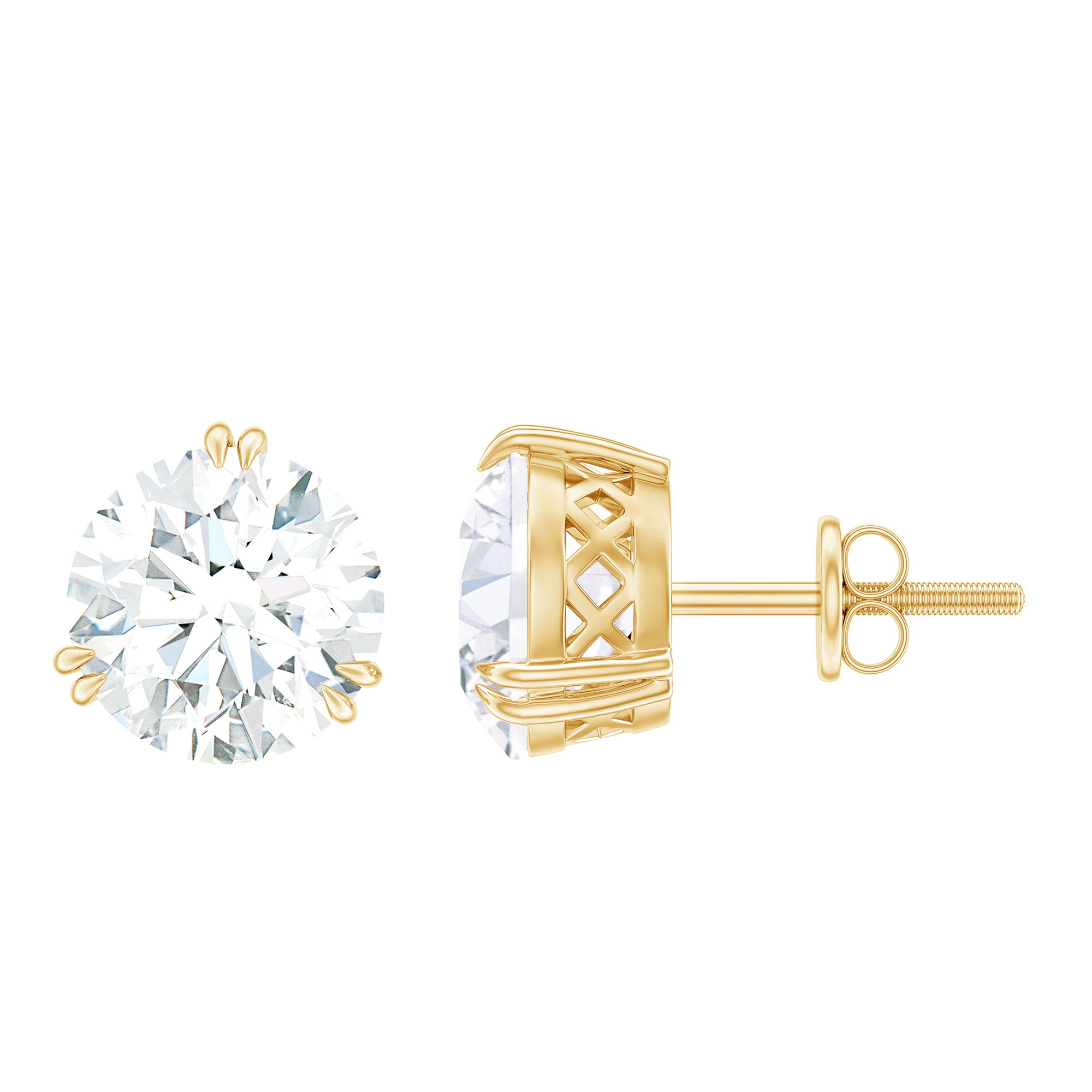 Rosec Jewels-Certified 8mm Round Diamond Studs with Screw Back