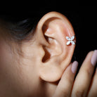 Rosec Jewels-Certified Lab Grown Diamond Flower Earrings With Screw Back