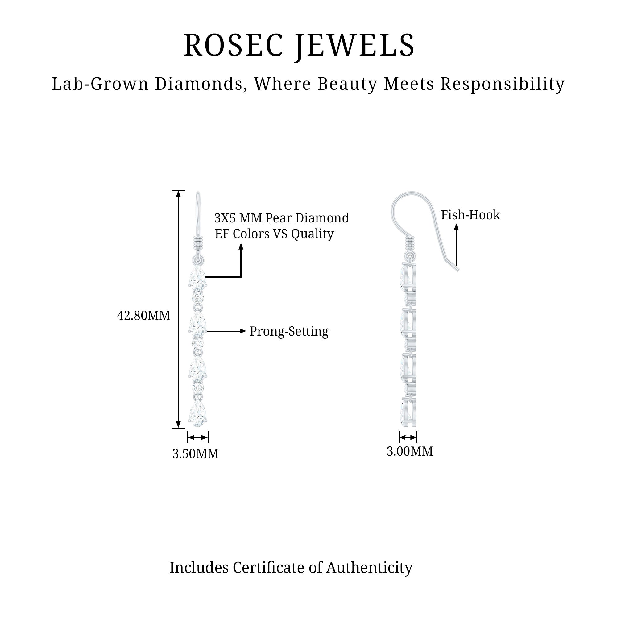 Rosec Jewels-Lab Grown Diamond Long Dangling Earrings