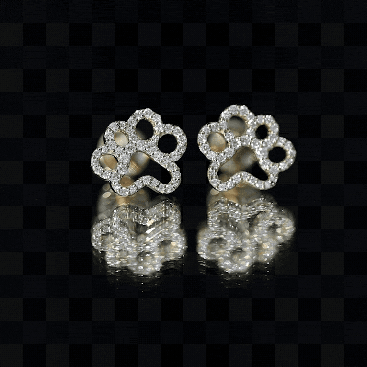 Lab Grown Diamond Paw Print Earrings For Women Lab - ( EF-VS ) - Rosec Jewels