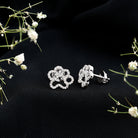 Lab Grown Diamond Paw Print Earrings For Women Lab - ( EF-VS ) - Rosec Jewels