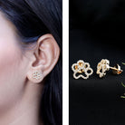 Lab Grown Diamond Paw Print Earrings For Women Lab - ( EF-VS ) - Rosec Jewels