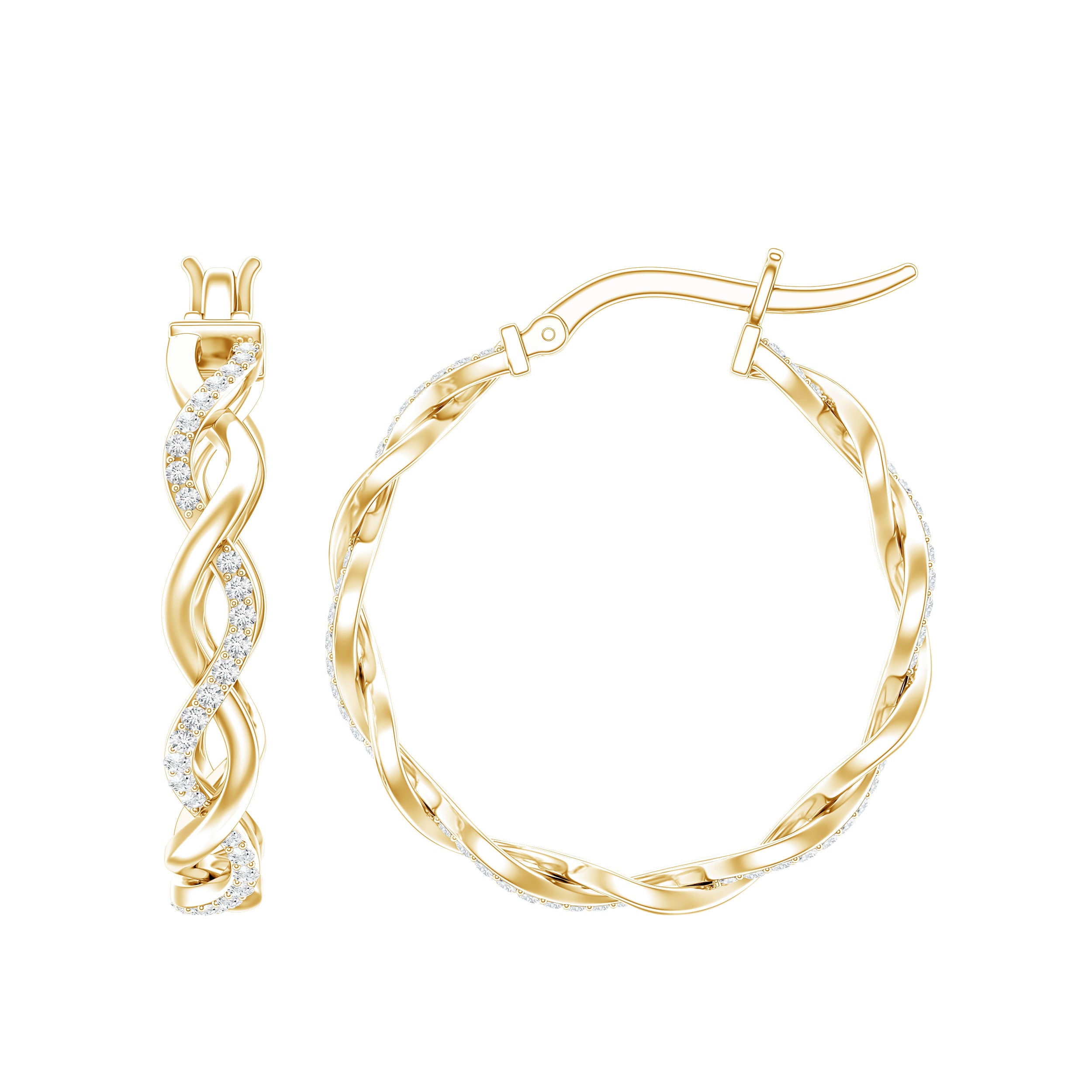 Certified Lab Created Diamond Hoops for Women Lab - ( EF-VS ) - Rosec Jewels