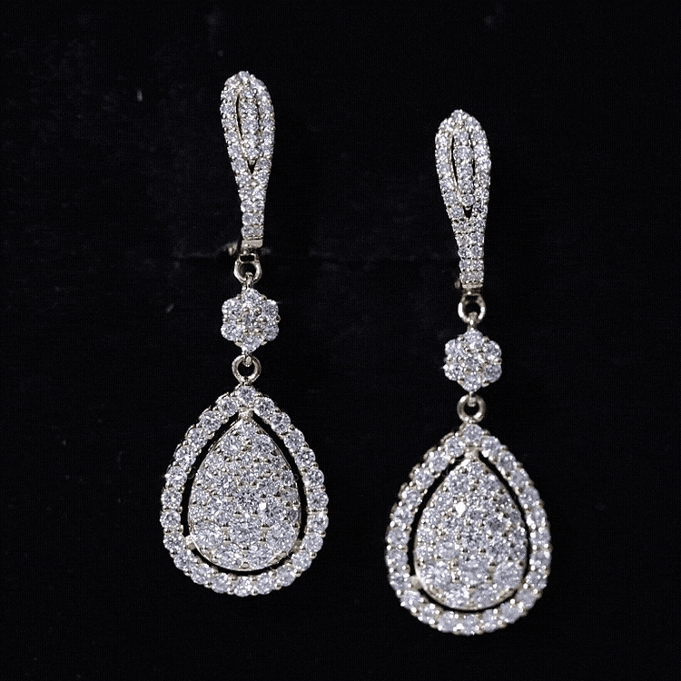 Lab Grown Diamond Bridal Drop Earrings Lab - ( EF-VS ) - Rosec Jewels