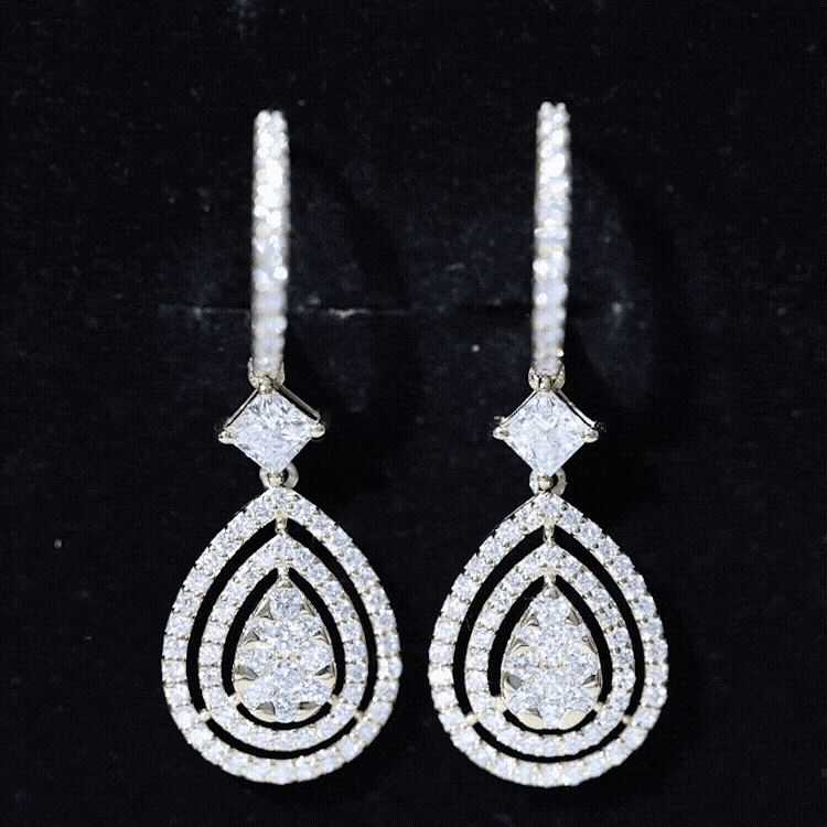 Certified Lab Created Diamond Wedding Earrings For Bride Lab - ( EF-VS ) - Rosec Jewels