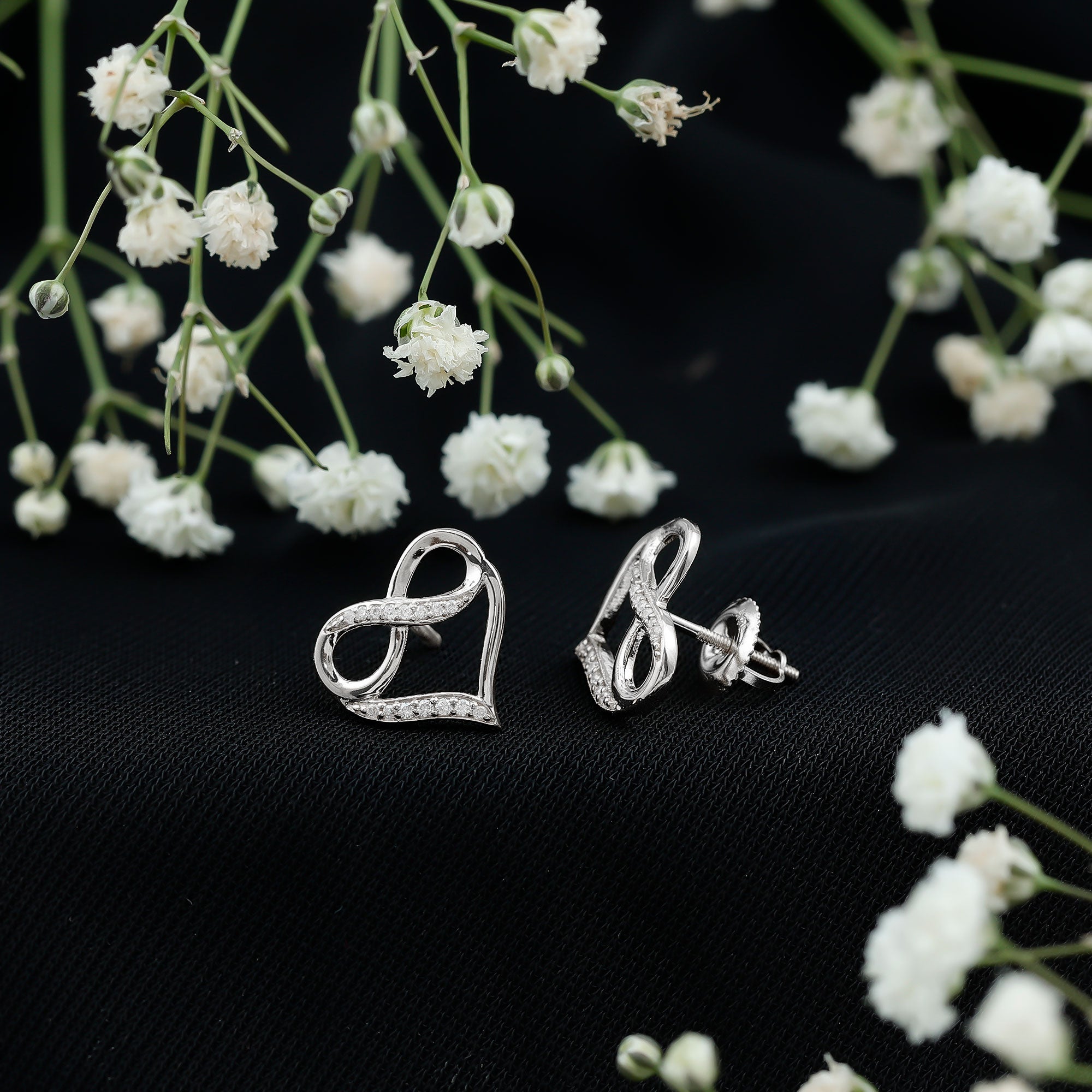Rosec Jewels-Certified Lab Created Diamond Heart Infinity Stud Earrings