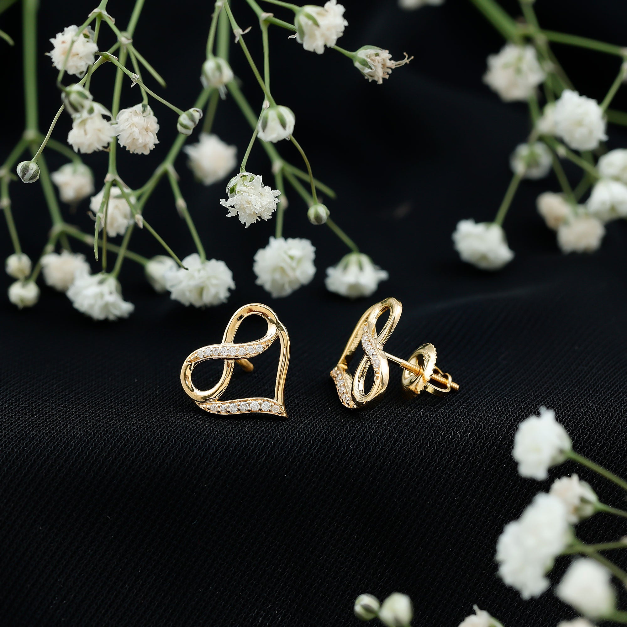 Rosec Jewels-Certified Lab Created Diamond Heart Infinity Stud Earrings