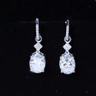 Oval Cut Lab Grown Diamond Dangling Earrings For Bride Lab - ( EF-VS ) - Rosec Jewels