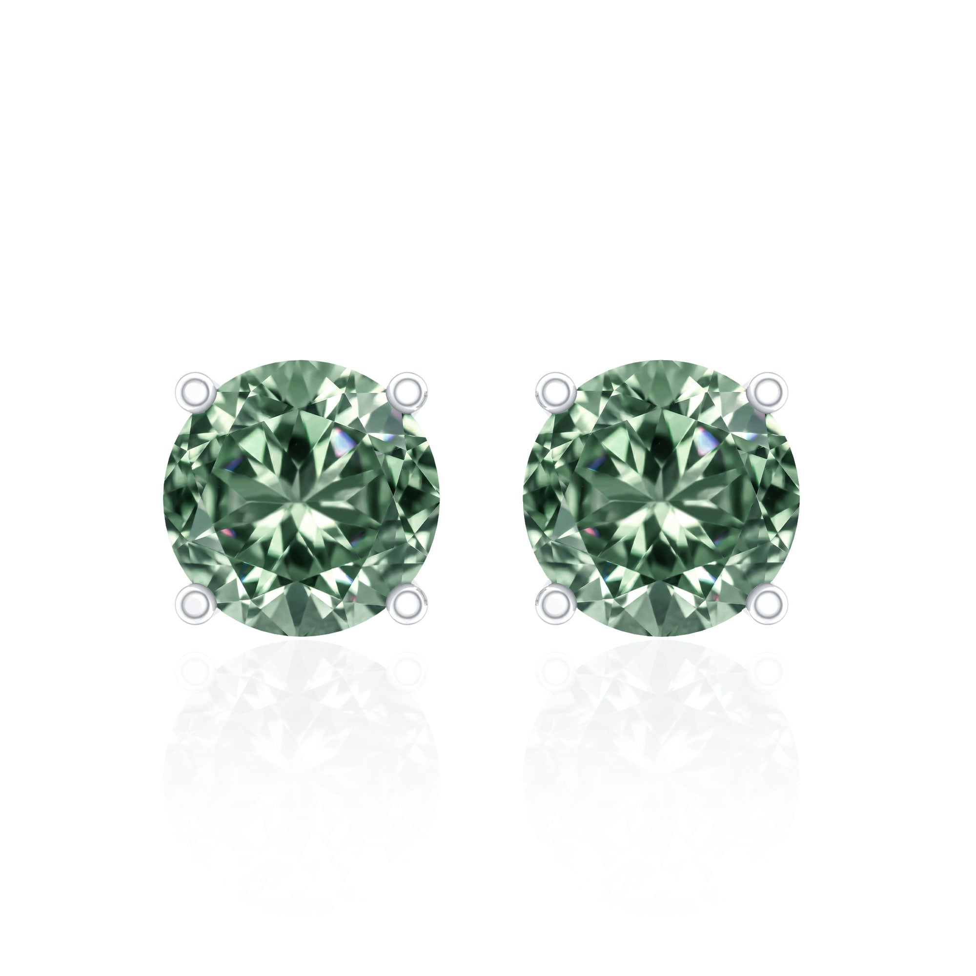 Rosec Jewels-2 Carat Solitaire Lab Grown Green Diamond Stud Earrings with IGI Certificate