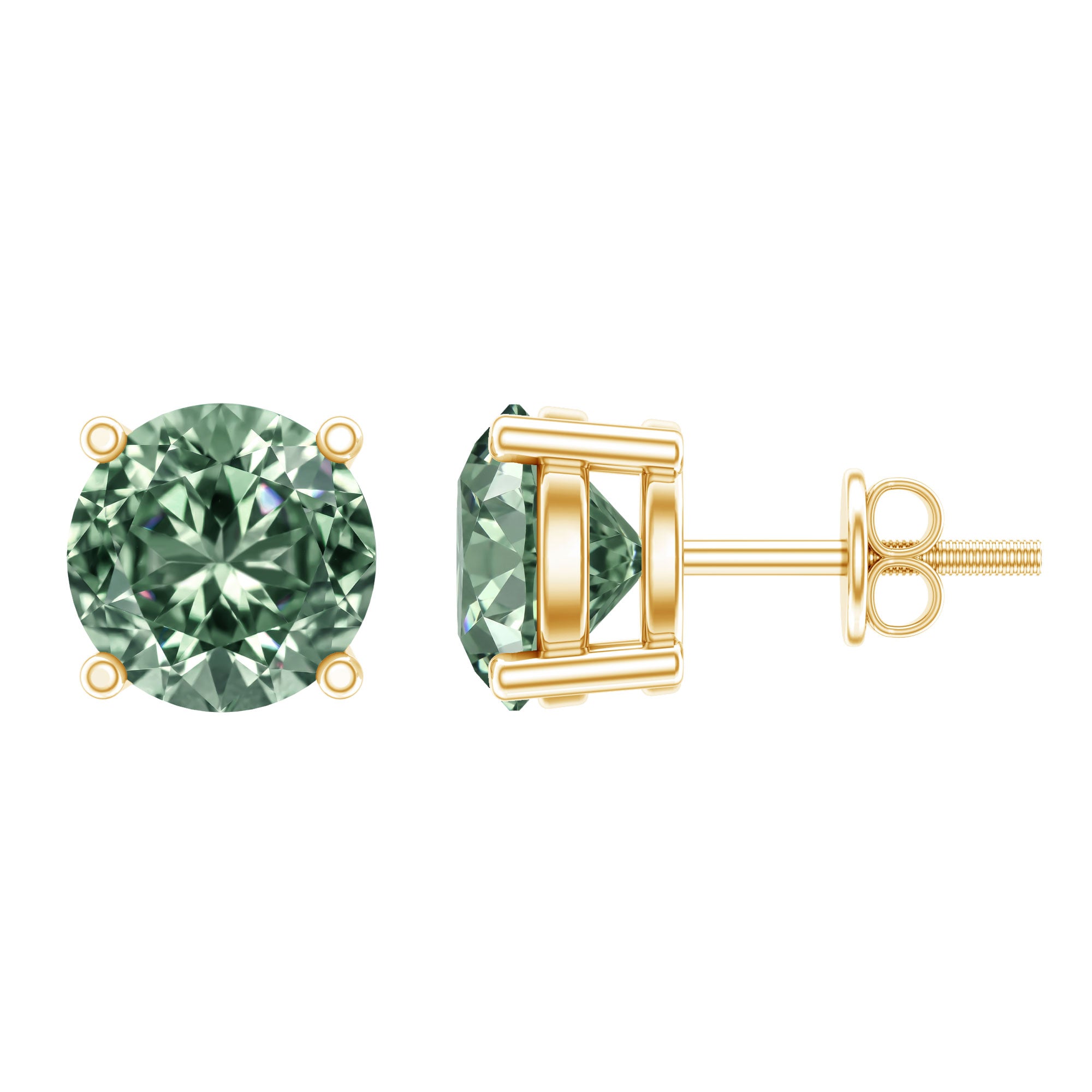 Rosec Jewels-2 Carat Solitaire Lab Grown Green Diamond Stud Earrings with IGI Certificate