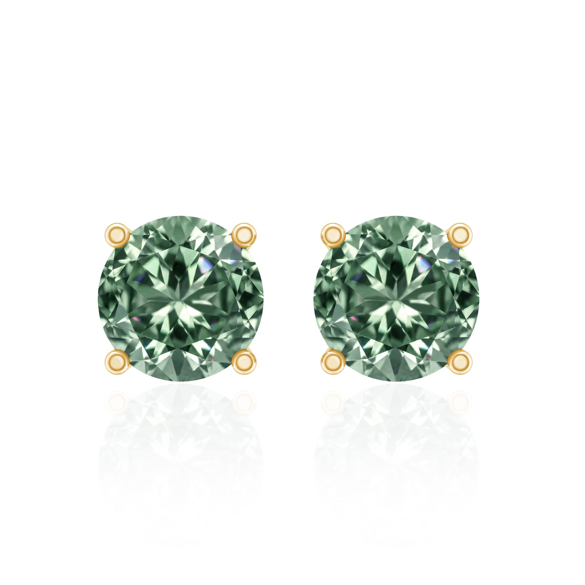 Rosec Jewels-2 Carat Solitaire Lab Grown Green Diamond Stud Earrings with IGI Certificate