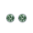 Rosec Jewels-IGI Certified Bezel Set Lab Grown Green Diamond Stud Earrings 2 Carat