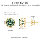 Rosec Jewels-IGI Certified Bezel Set Lab Grown Green Diamond Stud Earrings 2 Carat