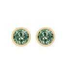 Rosec Jewels-IGI Certified Bezel Set Lab Grown Green Diamond Stud Earrings 2 Carat