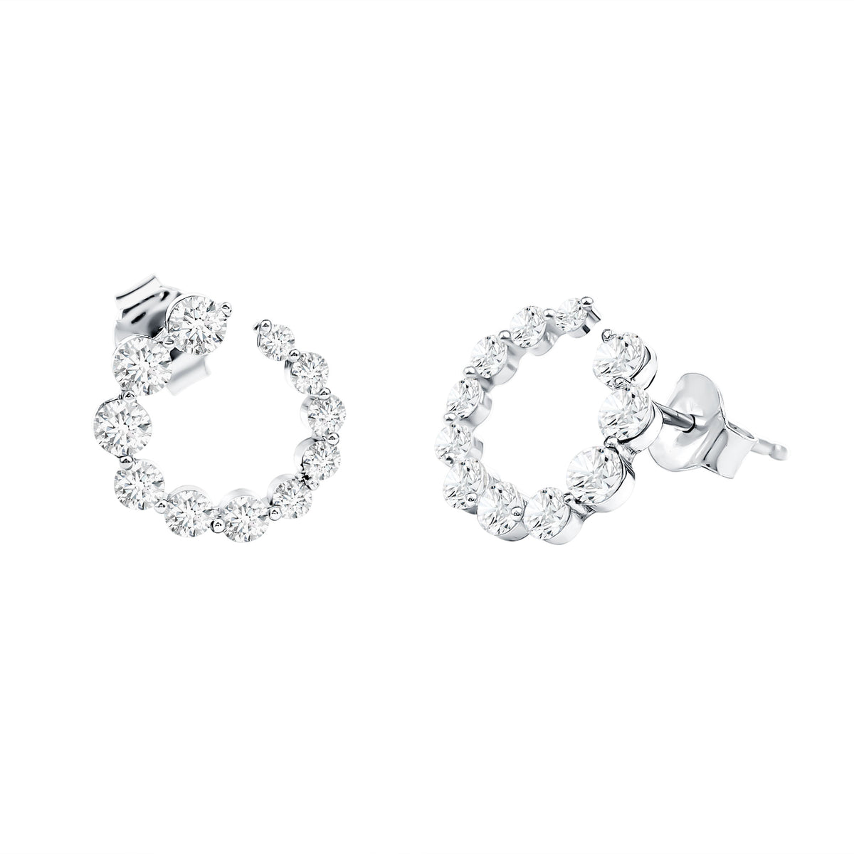 Lab Grown Front Facing Diamond Hoop Earrings for Women Lab - ( EF-VS ) - Rosec Jewels