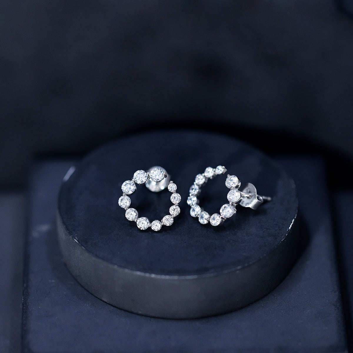 Lab Grown Front Facing Diamond Hoop Earrings for Women Lab - ( EF-VS ) - Rosec Jewels
