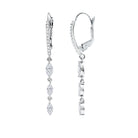 Certified Lab Grown Diamond Long Dangle Earrings for Bride Lab - ( EF-VS ) - Rosec Jewels