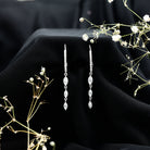 Rosec Jewels-Certified Lab Grown Diamond Long Dangle Earrings for Bride
