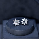 Rosec Jewels-Pear Cut Lab Grown Diamond Flower Stud Earrings with Screw Back