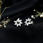 Pear Cut Lab Grown Diamond Flower Stud Earrings with Screw Back Lab - ( EF-VS ) - Rosec Jewels