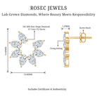 Pear Cut Lab Grown Diamond Flower Stud Earrings with Screw Back Lab - ( EF-VS ) - Rosec Jewels