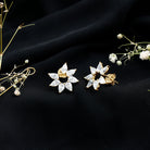 Pear Cut Lab Grown Diamond Flower Stud Earrings with Screw Back Lab - ( EF-VS ) - Rosec Jewels