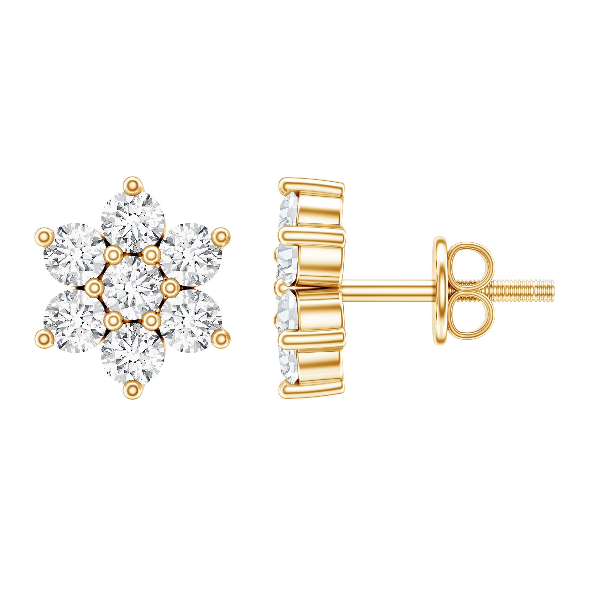 Rosec Jewels-Certified Lab Grown Diamond Flower Stud Earrings for Women