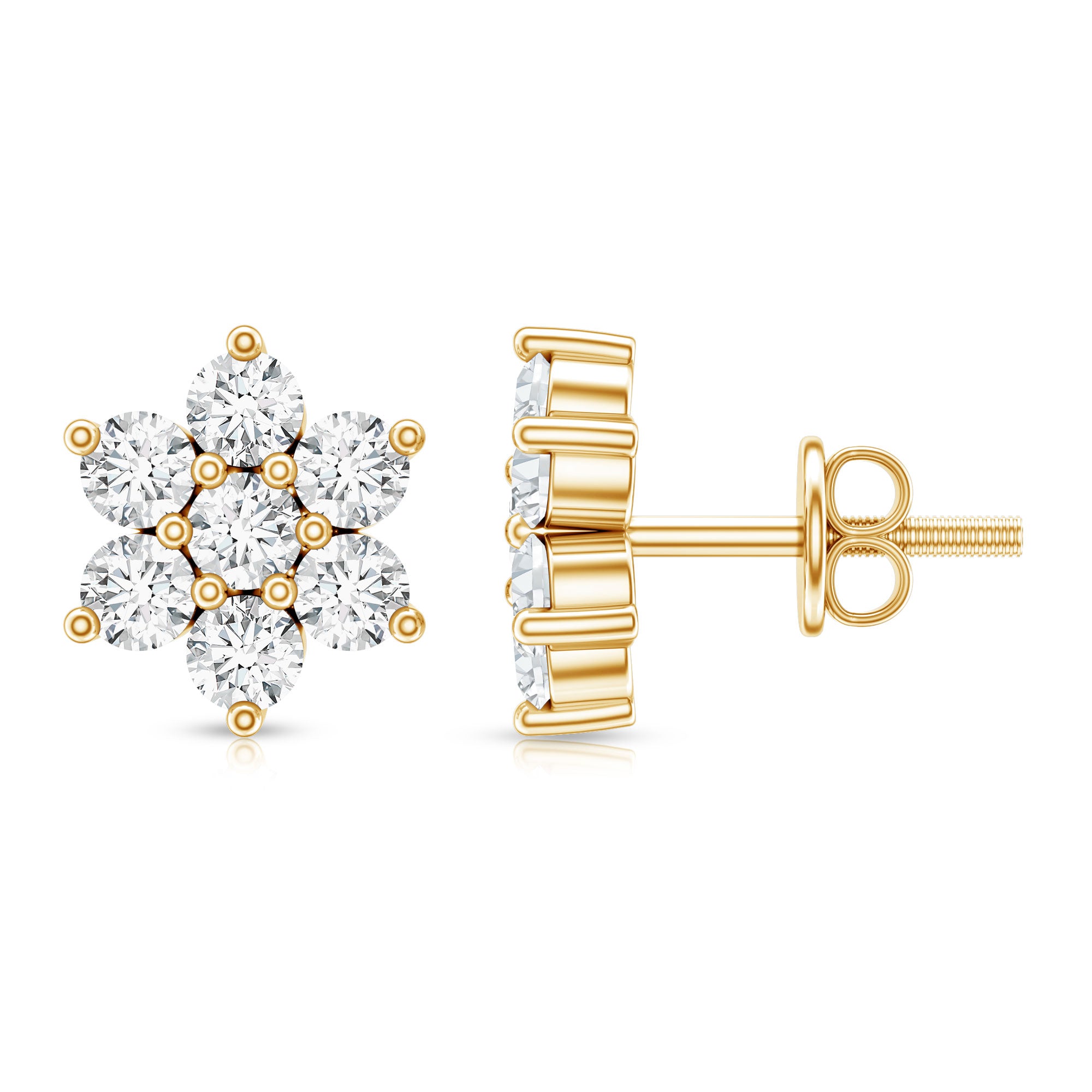 Rosec Jewels-Certified Lab Grown Diamond Flower Stud Earrings for Women