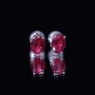 3 CT Oval Lab-Created Ruby Bridal Stud Earrings with Diamond AAAA - Rosec Jewels