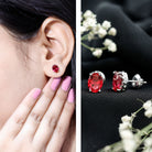 3 CT Oval Lab-Created Ruby Bridal Stud Earrings with Diamond AAAA - Rosec Jewels