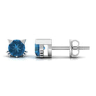 1 CT Round Shape London Blue Topaz Cat Stud Earrings AAA - Rosec Jewels