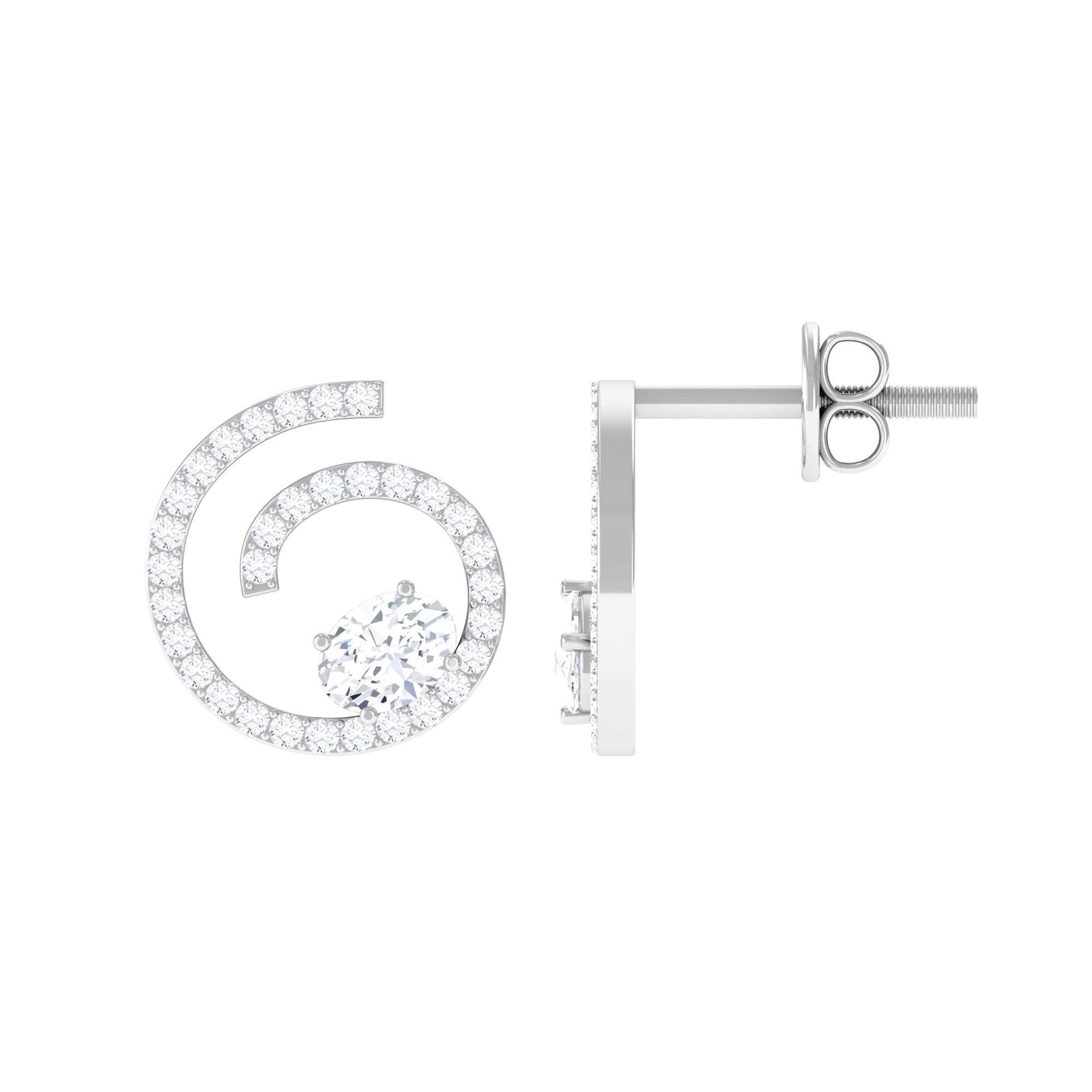 0.75 CT Certified Moissanite Swirl Stud Earrings in Gold