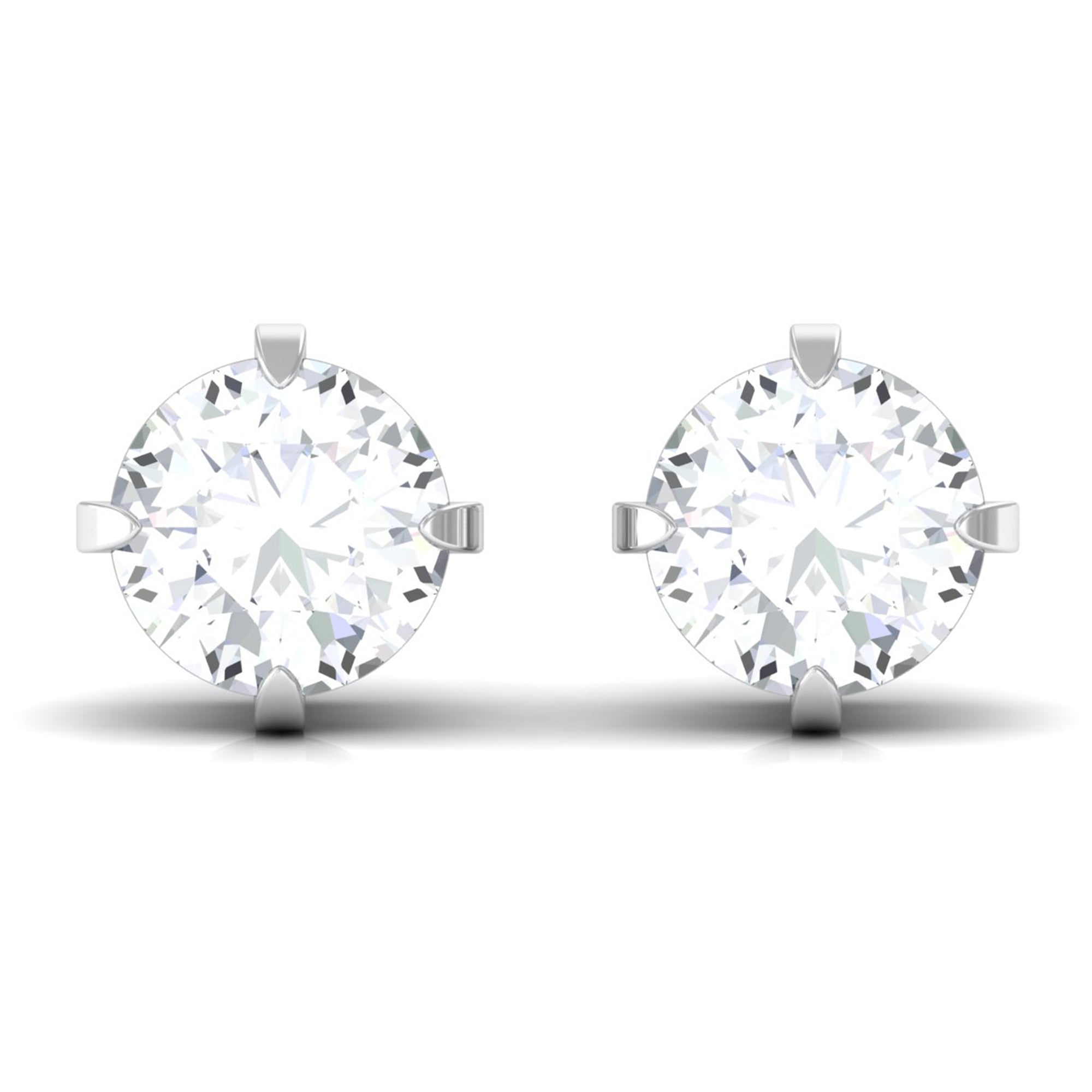 Dainty Diamond Solitaire Stud Earrings Natural - ( HI-SI ) - Rosec Jewels