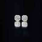 Round Cut Certified Moissanite Halo Stud Earrings with Screw Back D-VS1 - Rosec Jewels