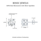 Round Moissanite Solitaire Stud Earrings in Prong Setting D-VS1 - Rosec Jewels