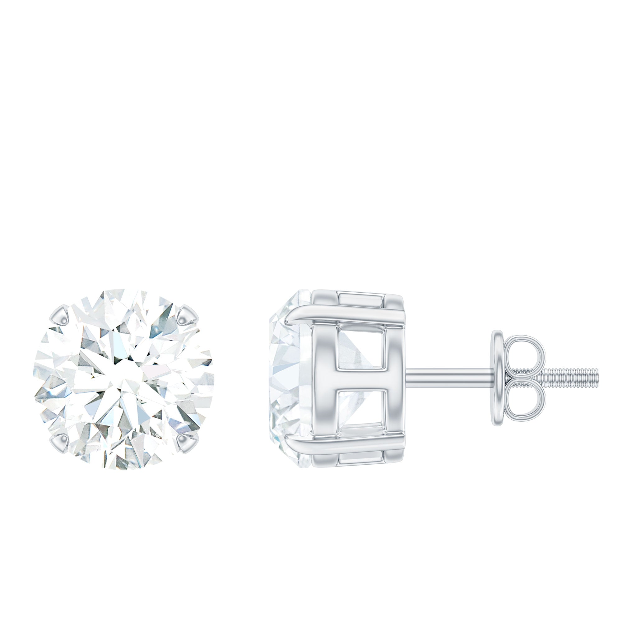 8mm Round Cubic Zirconia Stud Earrings in Silver