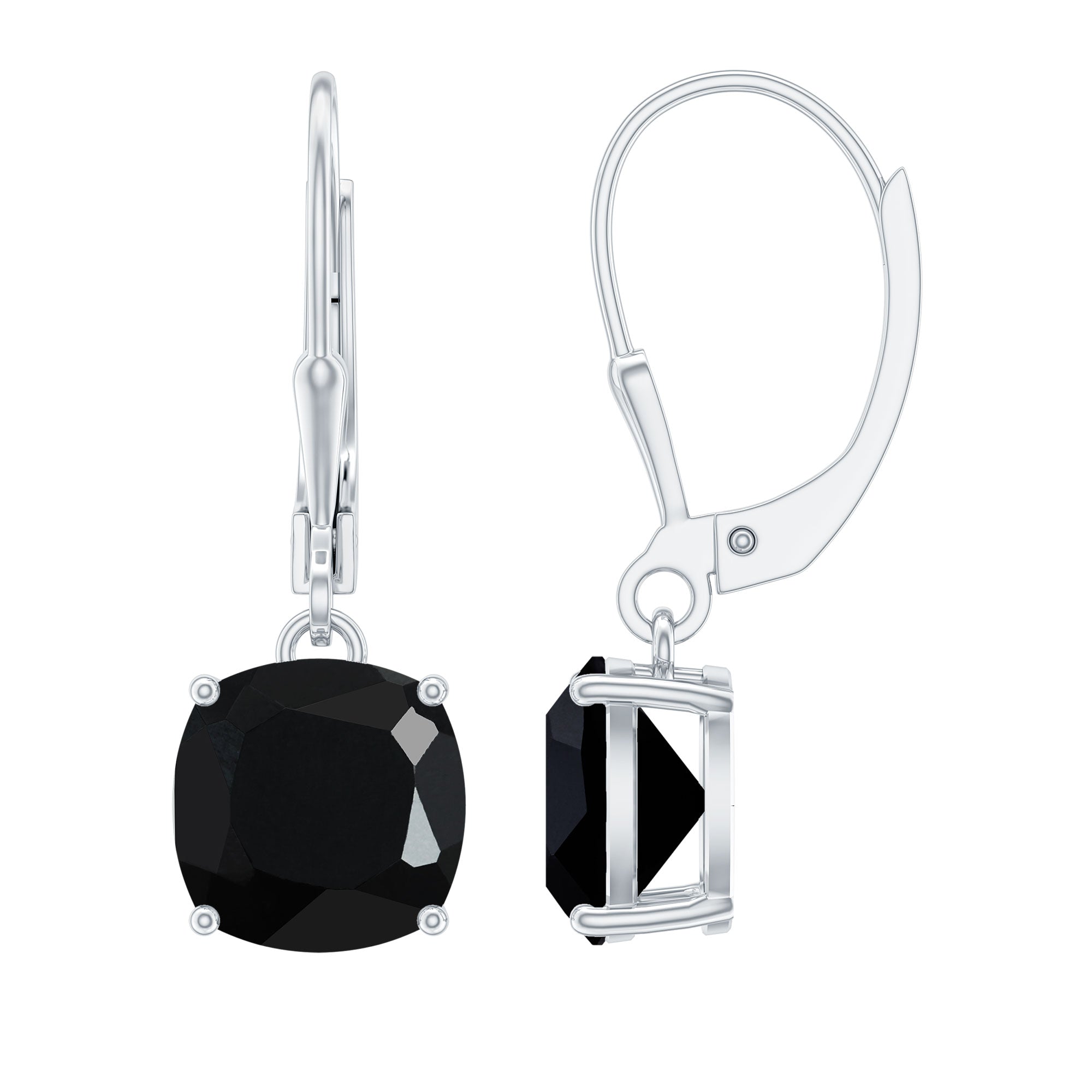 Black Onyx Solitaire Drop Lever Back Earrings