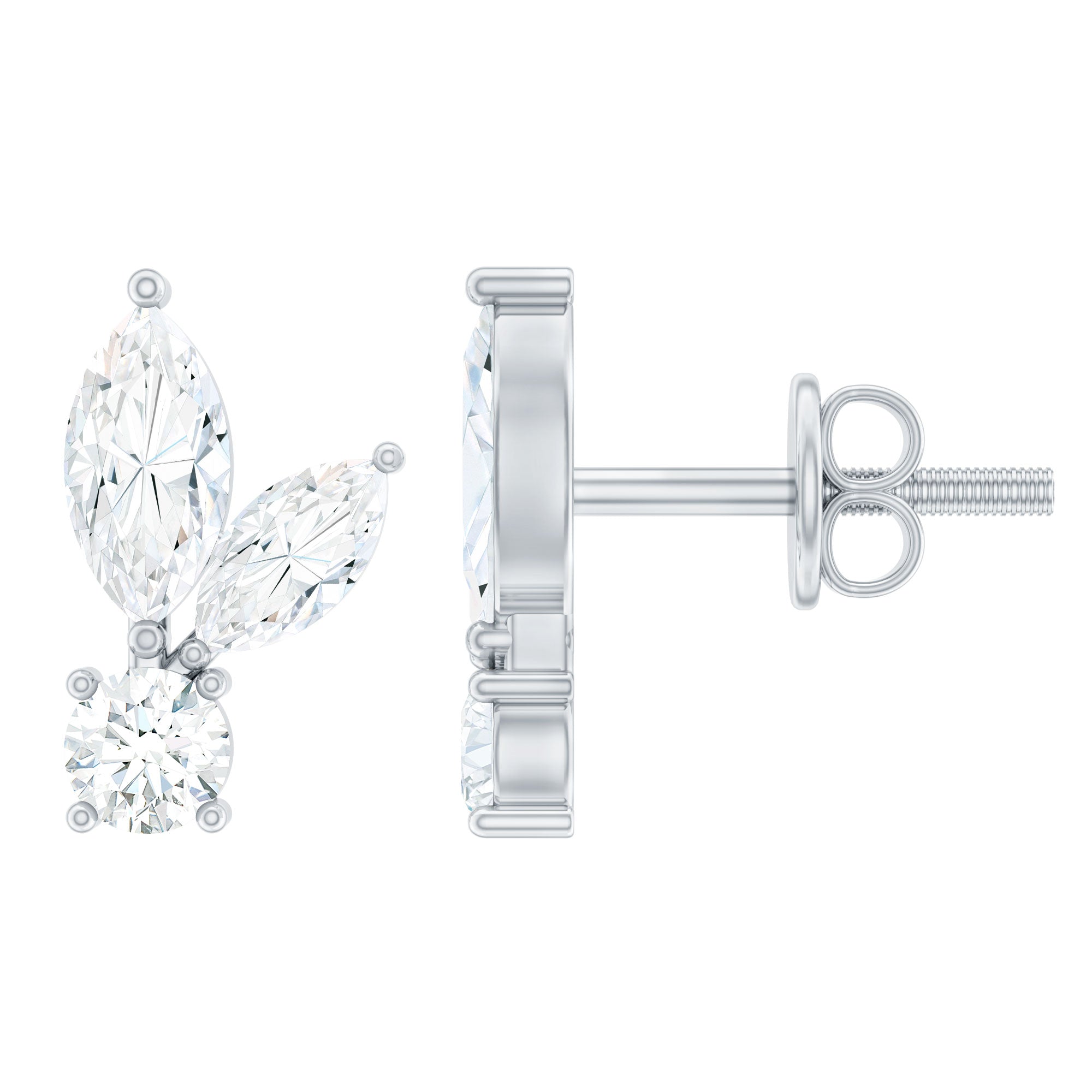 Certified Moissanite Bunny Earrings in 14K Gold Plated Silver