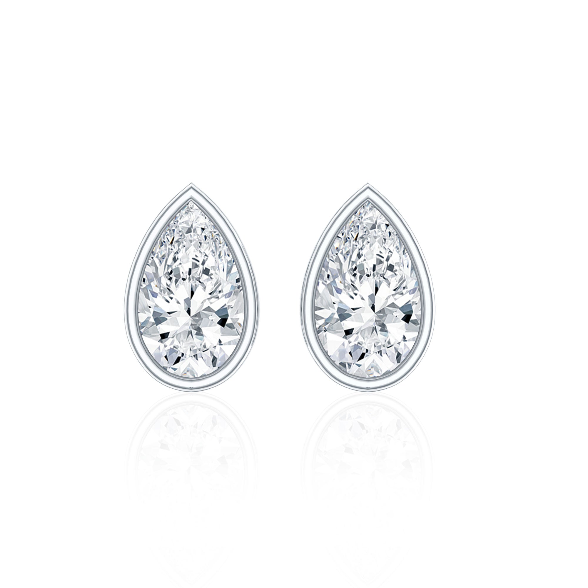Bezel Set Diamond Tiny Stud Earrings Lab - ( EF-VS ) - Rosec Jewels