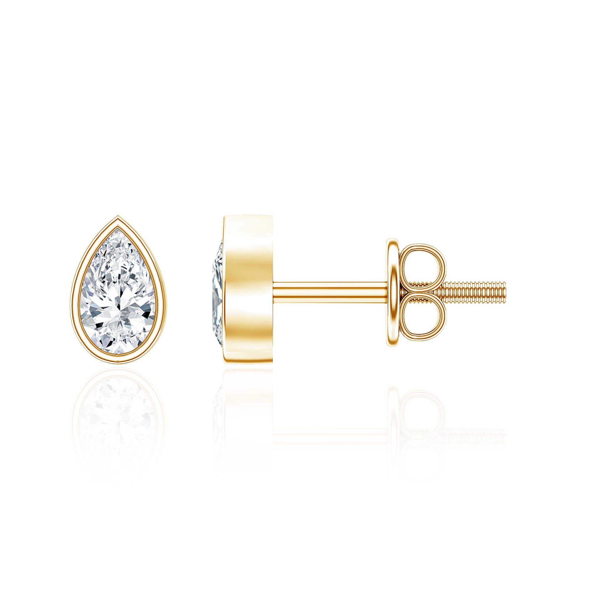 Bezel Set Diamond Tiny Stud Earrings Lab - ( EF-VS ) - Rosec Jewels