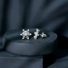 Rosec Jewels-Round Diamond Snowflake Stud Earrings