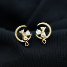 Rosec Jewels-Cat Moon Stud Earrings for Women with Diamond