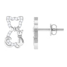Rosec Jewels-Cat Stud Earrings with Diamond Accent