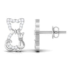 Certified Diamond Cat Stud Earrings Lab - ( EF-VS ) - Rosec Jewels