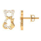 Rosec Jewels-Cat Stud Earrings with Diamond Accent