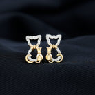 Rosec Jewels-Cat Stud Earrings with Diamond Accent