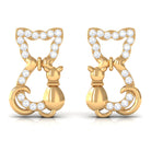 Certified Diamond Cat Stud Earrings Lab - ( EF-VS ) - Rosec Jewels