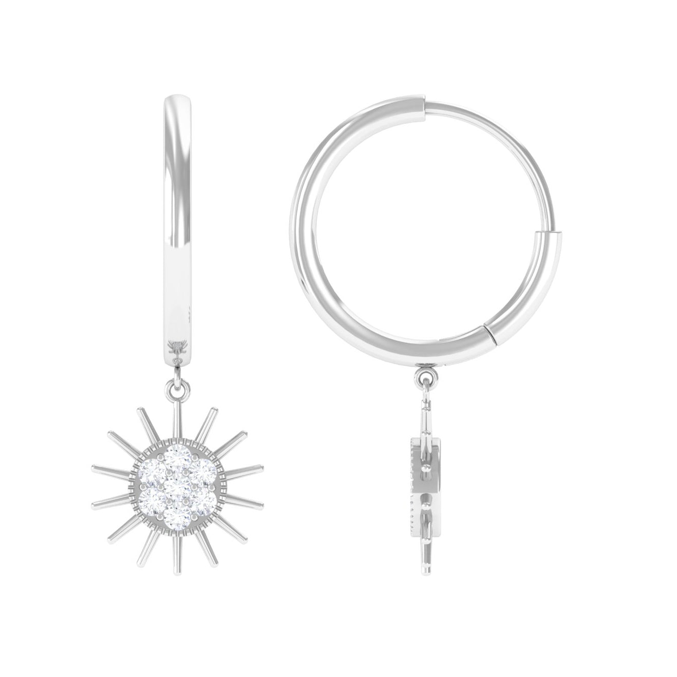 Rosec Jewels-1/2 CT Sunburst Dangle Earrings with Diamond Cluster