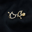 Rosec Jewels-1/4 CT Diamond Devil Heart Earrings in Gold