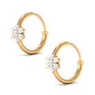 Rosec Jewels-Floral Hoop Earrings with Diamond